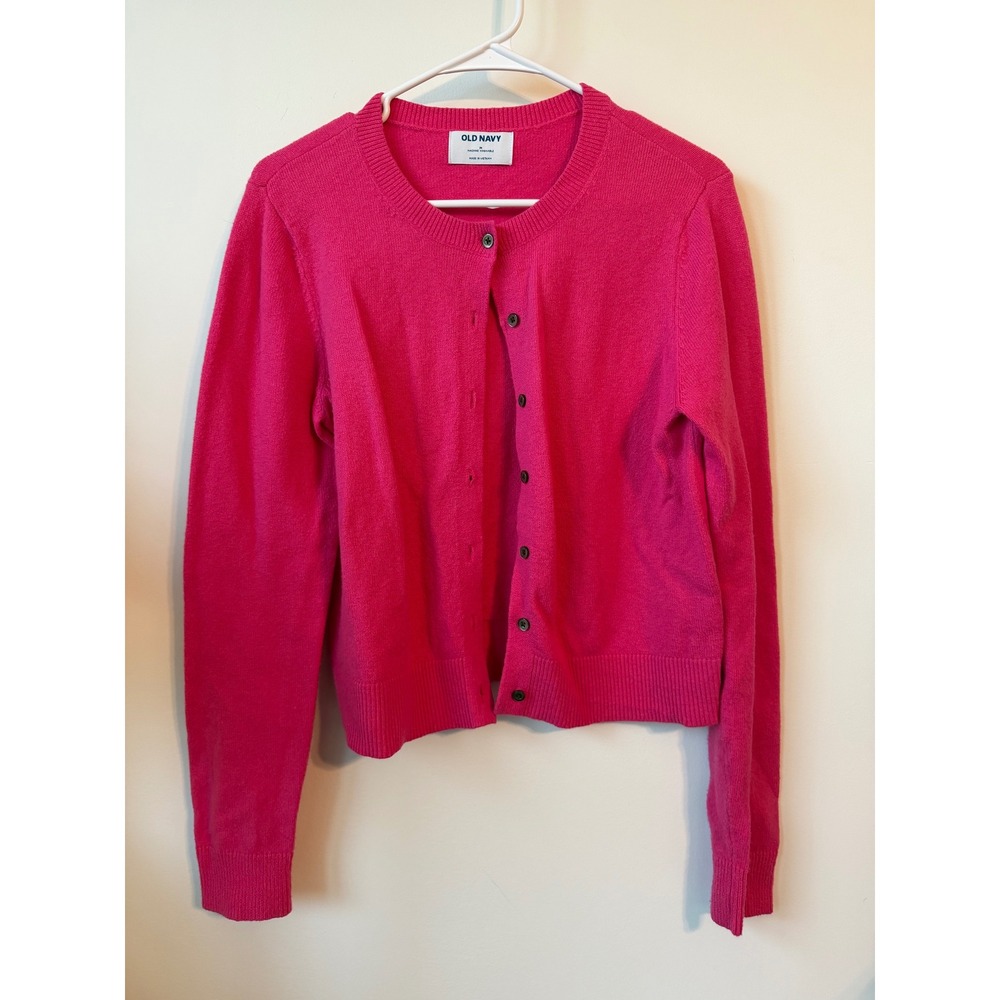 Old Navy Womens Hot Pink Crew Neck Button Front Cardigan Sweater Size M